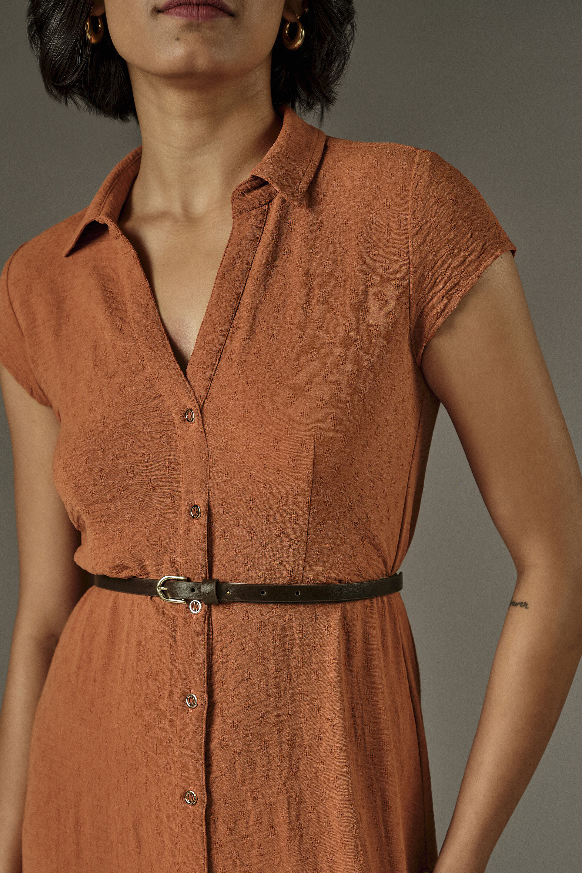 Fit & Flare Midi Dress in Rust, Rust, image 3